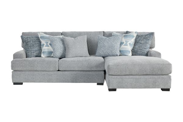 Bulova Silver 2-Piece Sectional with Right Arm Facing Chaise 