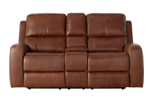 Lawrence Leather Reclining Console Loveseat