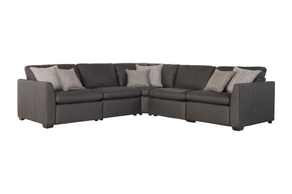 Lance Leather Power Reclining 5-Piece Sectional 