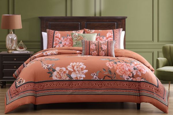 Rossana 5 Piece 100% Cotton Reversible Comforter Set - Queen