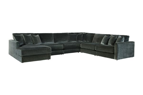 Brynn Pine 6-Piece Sectional with Left Arm Facing Chaise 