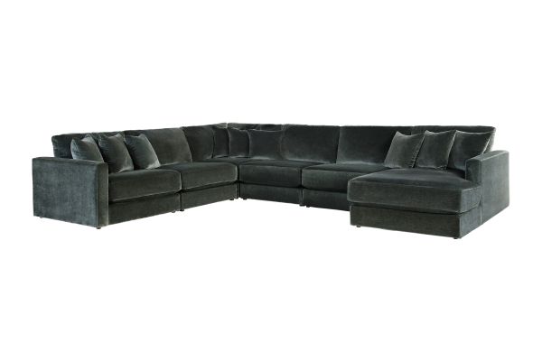 Brynn Pine 6-Piece Sectional with Right Arm Facing Chaise 