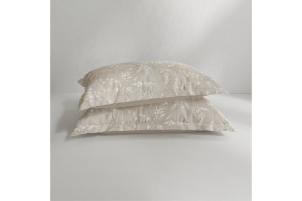 Euro Pillow Sham Set + Refreshing - Floral Press Oatmeal