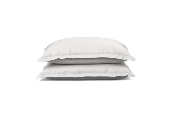 Queen Pillow Sham Set + Cooling/Bamboo - White / White