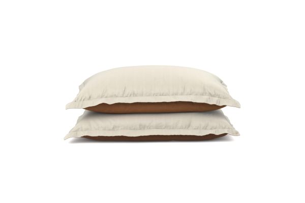 Queen Pillow Sham Set + Soft Touch/Bamboo - Ivory / Clay