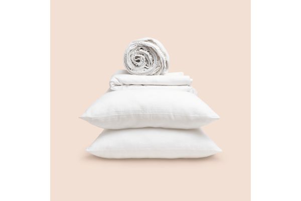 Dr. Weil Blended Linen Queen Sheets - White
