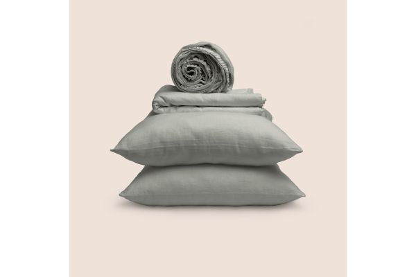 Dr. Weil Blended Linen Queen Sheets - Stone Gray