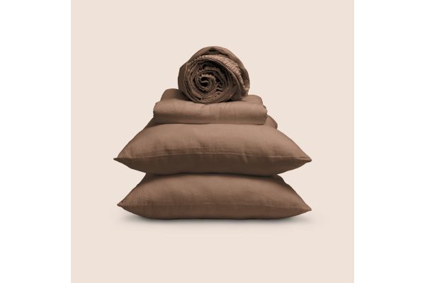 Dr. Weil Blended Linen Queen Sheets - Cacao