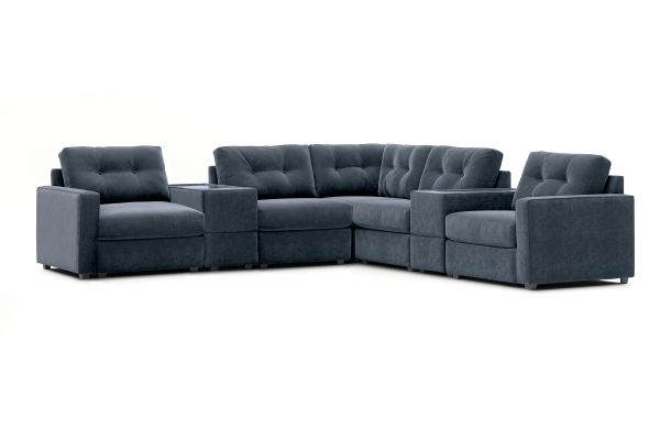 ModularOne Navy 7-Piece Power Reclining Sectional with Two E-Consoles