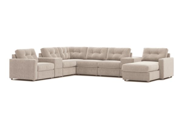 ModularOne Stone 8-Piece Power Reclining Sectional with Right Arm Facing Chaise