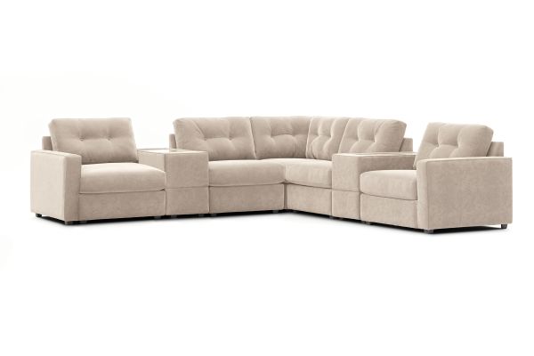 ModularOne Stone 7-Piece Power Reclining Sectional with One E-Console 