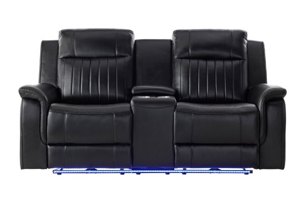Sync Black Power Reclining Console Loveseat