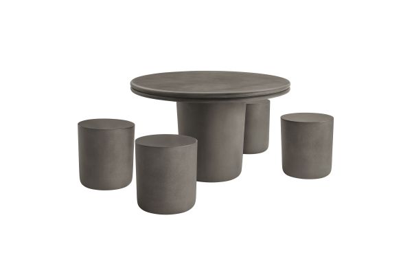 Brion Outdoor Patio Concrete 5 Piece Dining Table Set by Modway