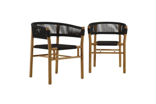 Vienna Outdoor Black Curved-Back Dining Armchairs Set of 2 by Modway
