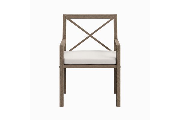 Northlake Outdoor Teak Dining Armchair in Weathered Gray by Modway