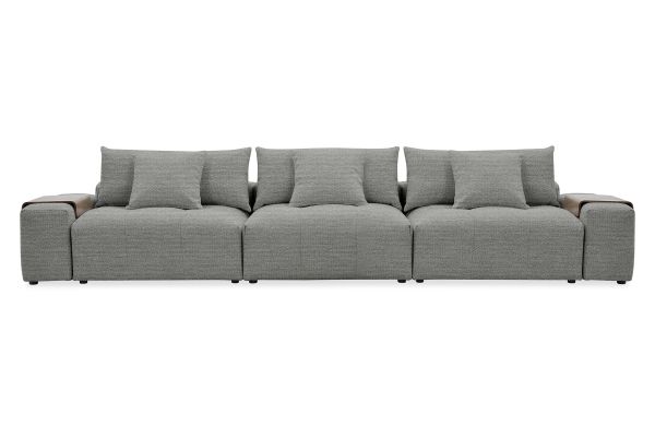 City Grey 5-Piece Modular Sofa with Wooden Arm Tray 