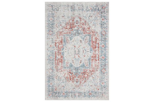 Antiquity Blue and Rust Medallion 2' x 4' Outdoor Rug