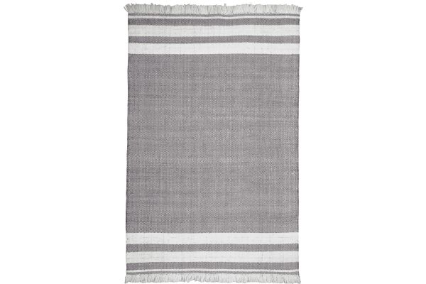 Asbury Light Gray Striped 9' x 12' Outdoor Rug