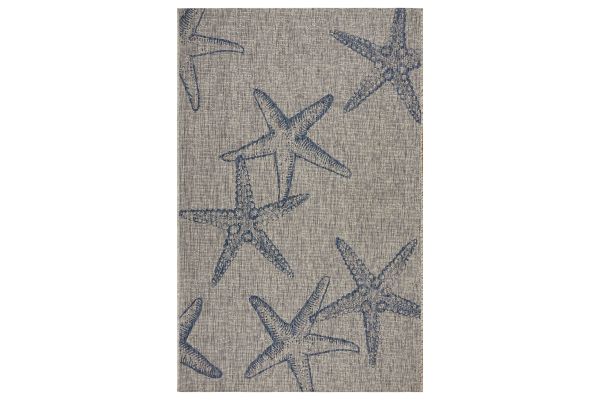 Captiva Blue and Gray Starfish 5' x 7' Outdoor Rug