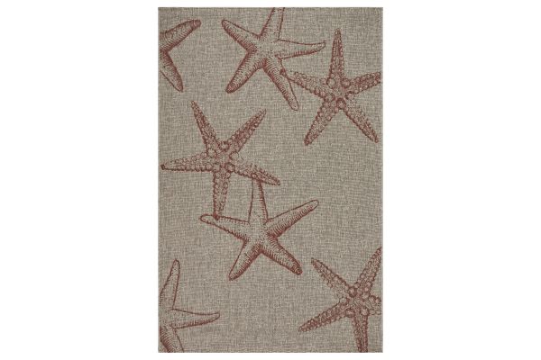 Captiva Rust Starfish 5' x 7' Outdoor Rug