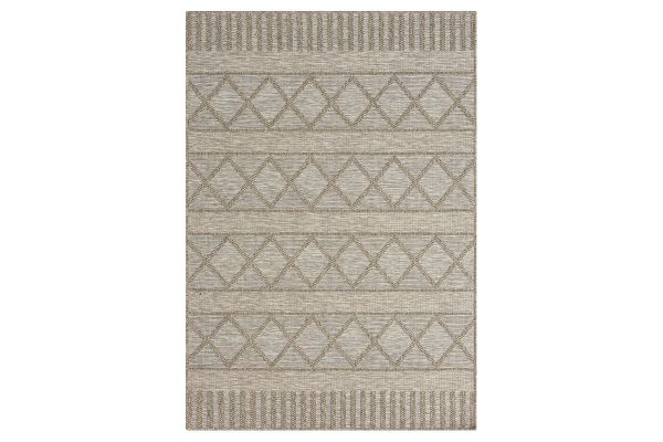 Oslo Tan and Brown Striped 2' x 3' Outdoor Rug