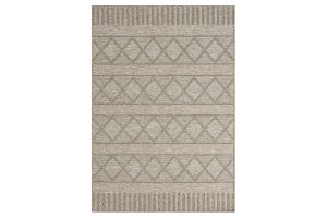 Oslo Tan and Brown Striped 5' x 7' Outdoor Rug