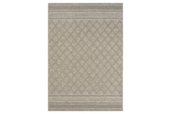 Oslo Tan and Brown Diamond 5' x 7' Outdoor Rug