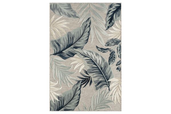 Veranda Beige and Gray Palm Leaf 7'9