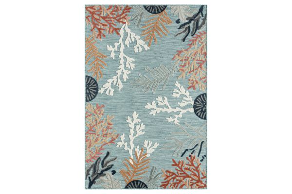 Veranda Aqua Coral 5' x 7' Outdoor Rug
