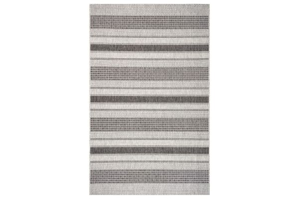Sunshower Gray and Black Striped Outdoor Entry Rug