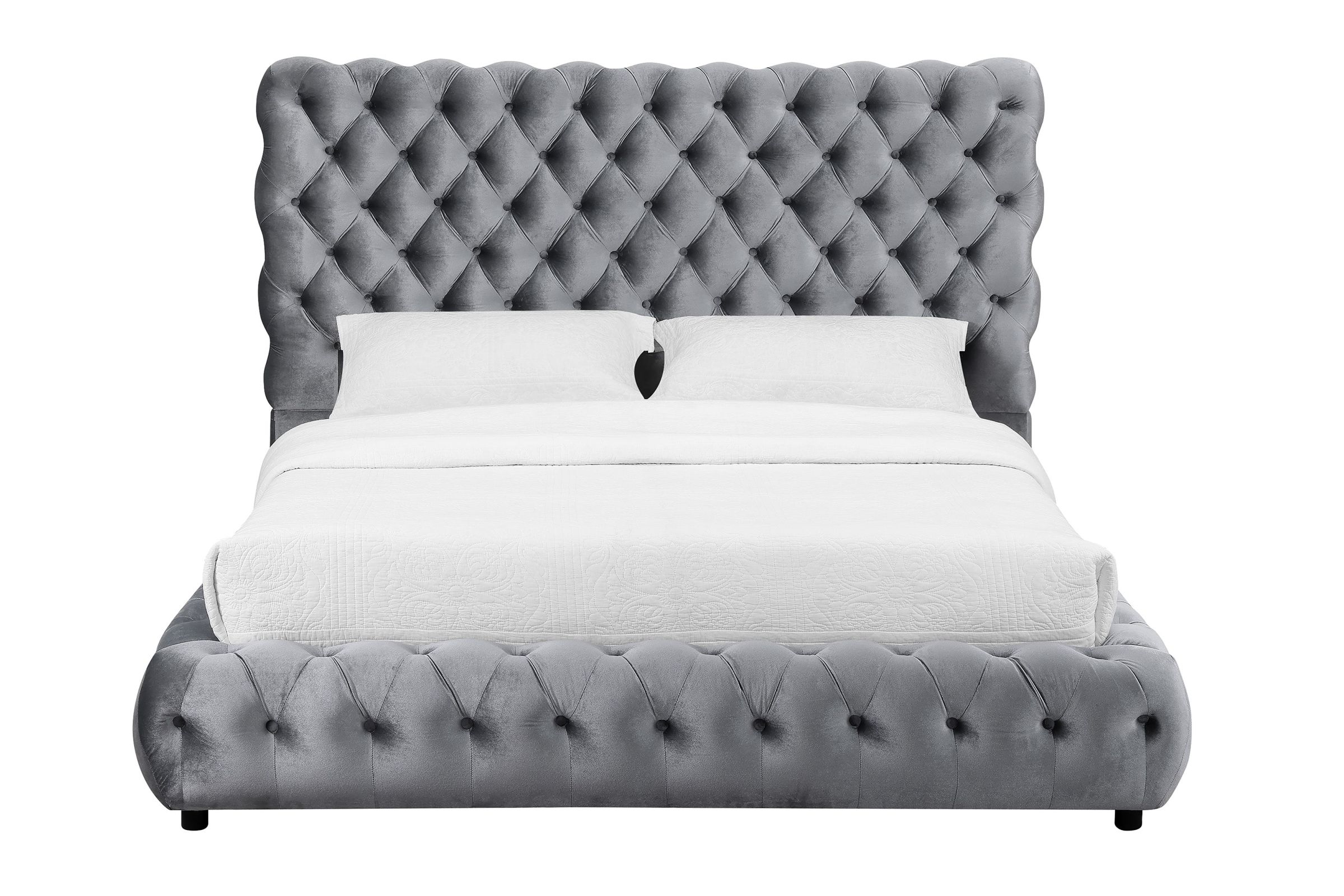 Flory Grey King Upholstered Platform Bed at Gardner White