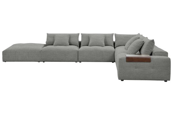 City Grey 6-Piece Modular Sectional with Wooden Arm Tray 