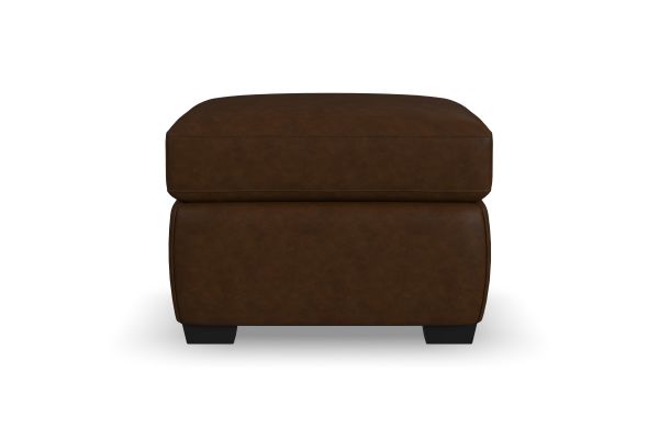 Hudson Dark Brown Leather Ottoman