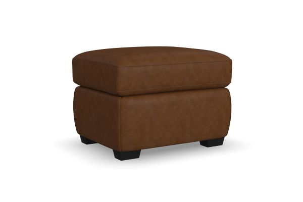 Hudson Brown Leather Ottoman