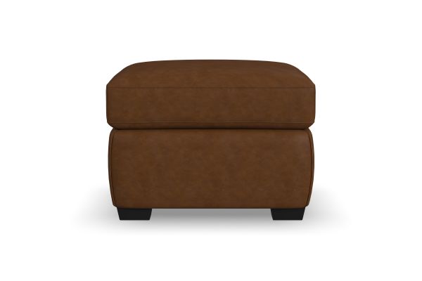 Hudson Brown Leather Ottoman