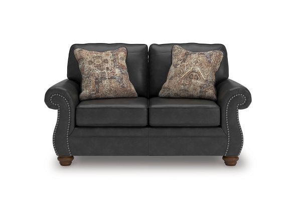 Briar Grey Leather Loveseat