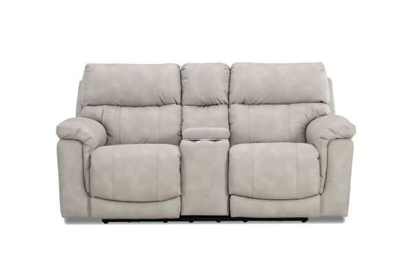Keystone Taupe Triple Power Reclining Console Loveseat with Zero Gravity