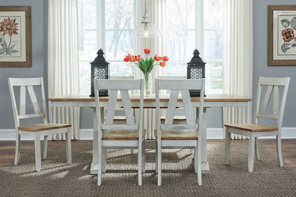 Homestead White Extendable Table + 6 Chairs 