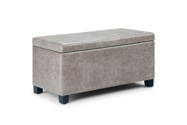 Dover Distressed Grey Taupe Storage Ottoman Bench