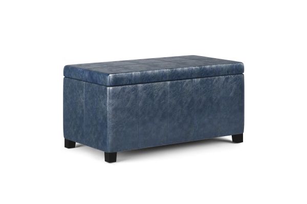 Dover Denim Blue Storage Ottoman Bench