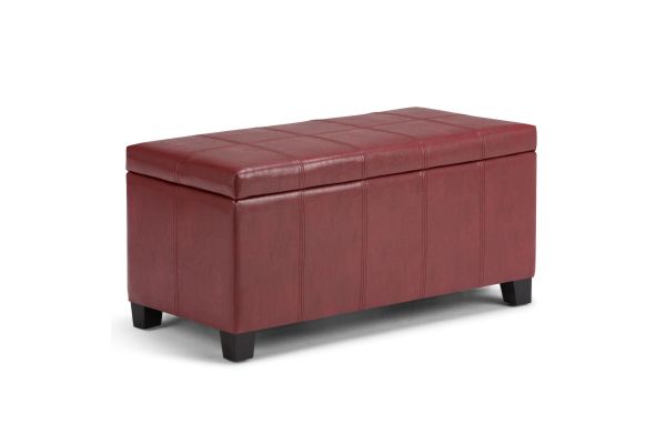 Dover Radicchio Red Storage Ottoman Bench