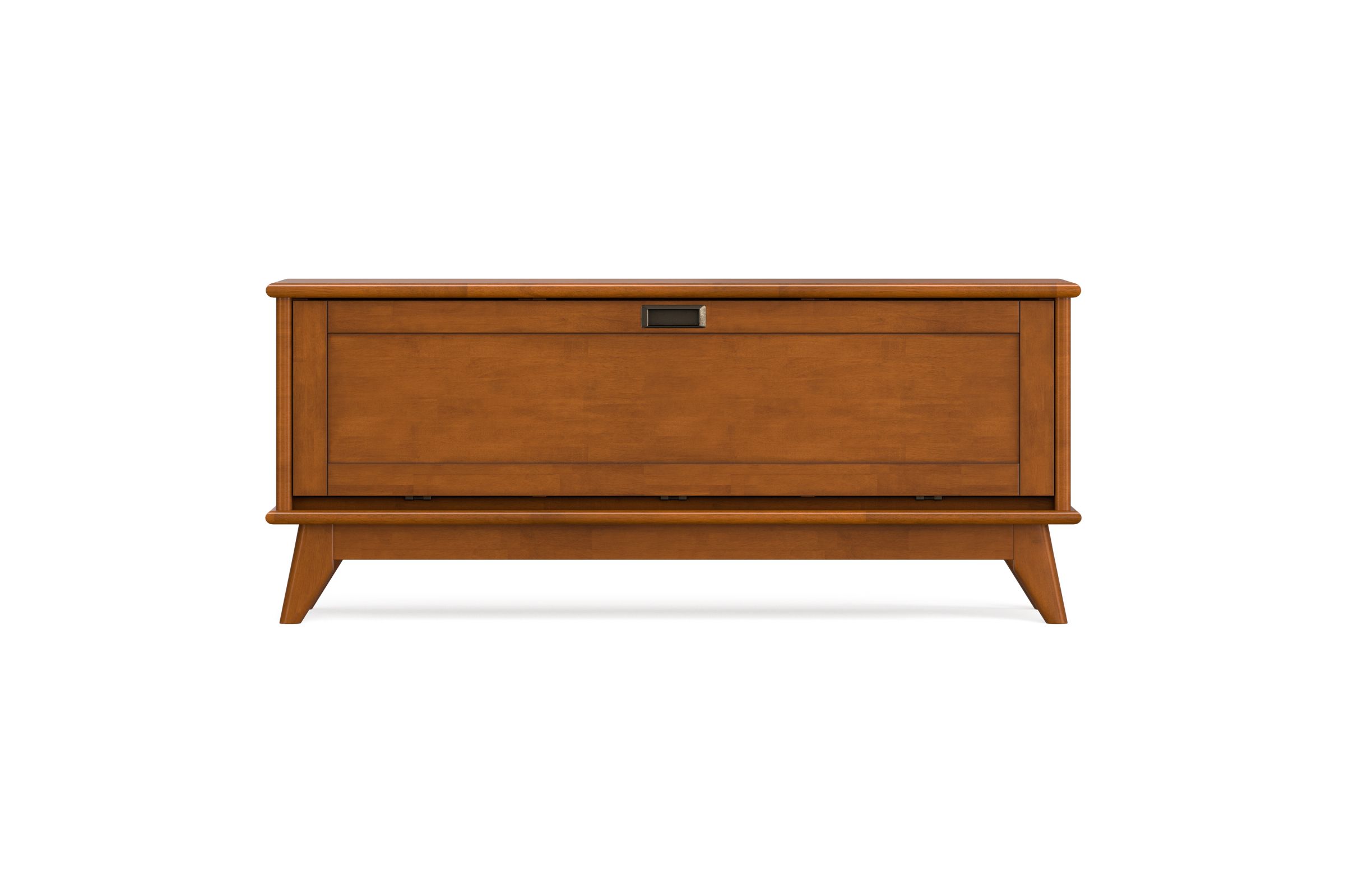 Draper Teak Brown Mid-Century Flip-Down Storage Bench at Gardner White