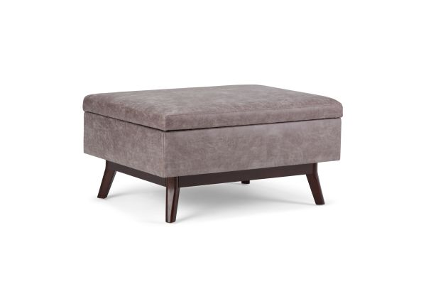 Owen Distressed Grey Taupe Coffee Table Storage Ottoman