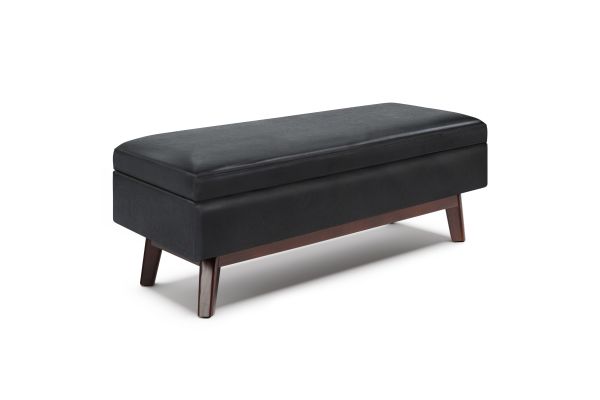 Owen Midnight Black Rectangular Storage Ottoman