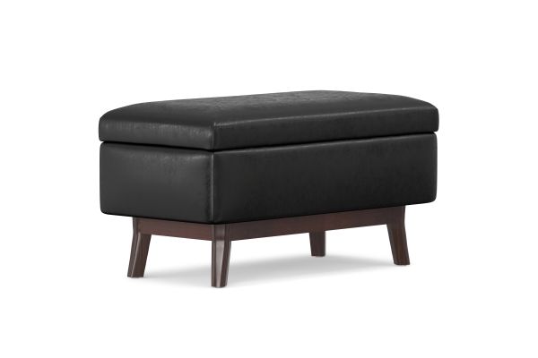 Owen Distressed Black Small Rectangular Storage Ottoman