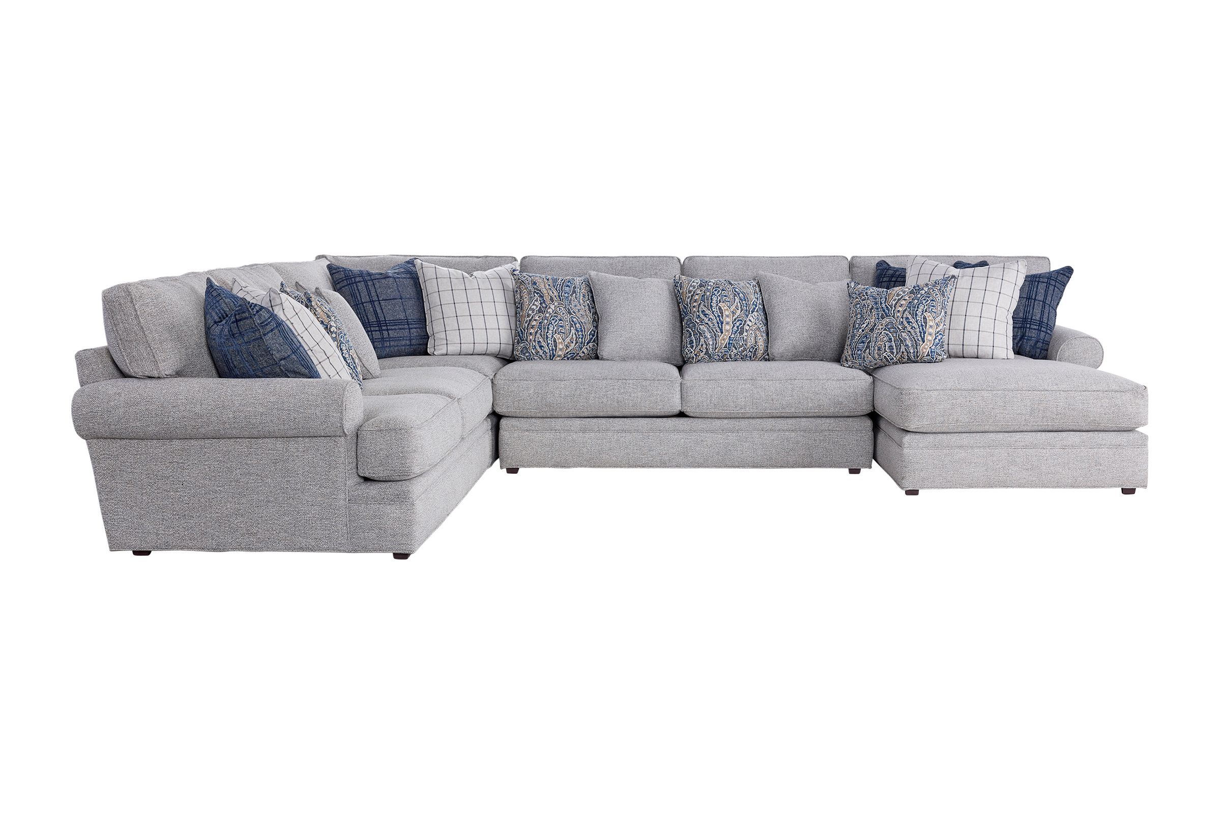 Claire Grey 4-Piece Sectional with Right Arm Facing Chaise
