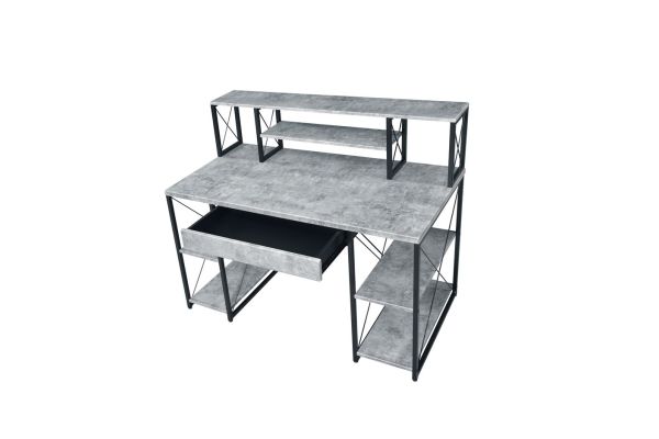 Amiel Faux Concrete and Black Writing Desk