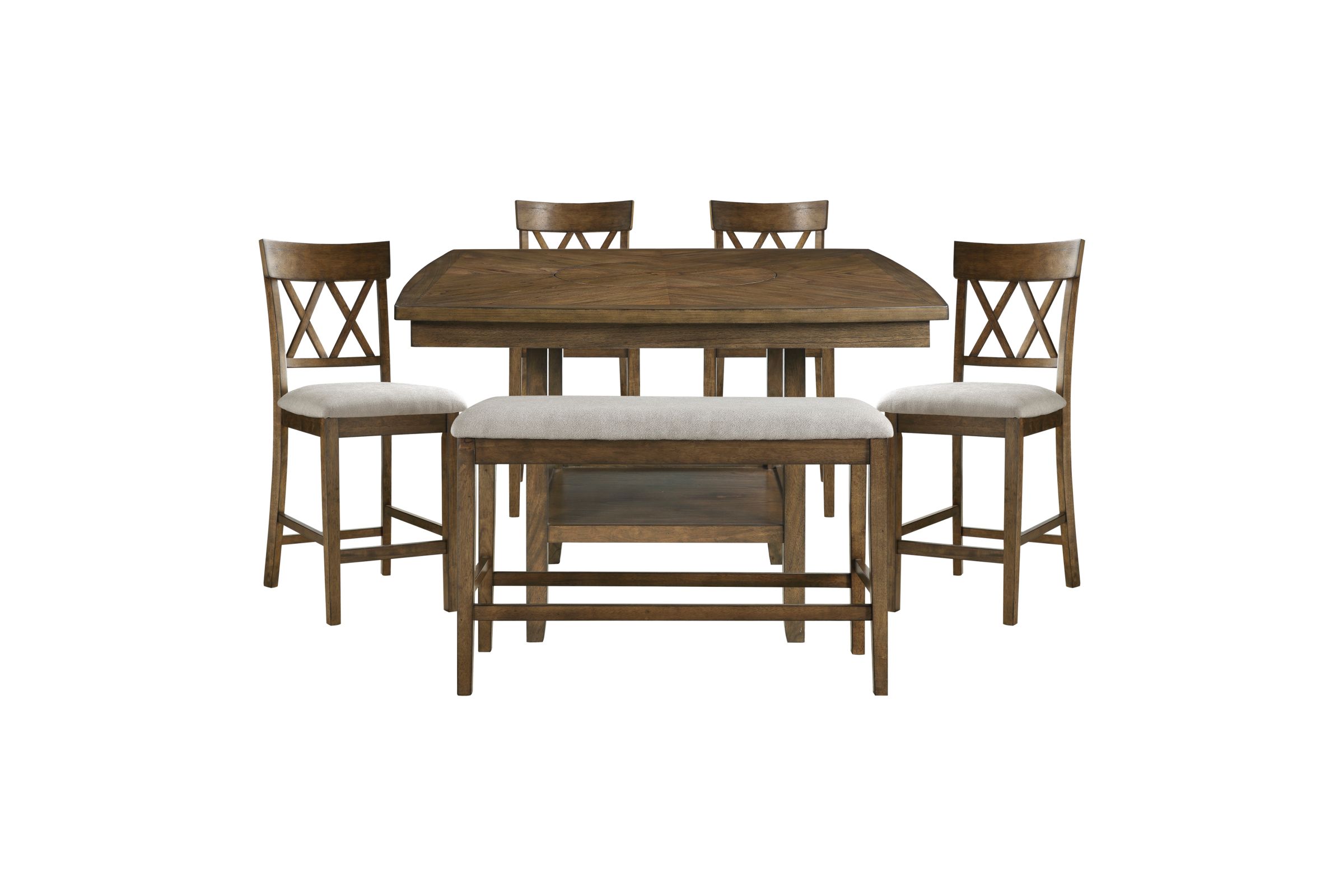 Balin Light Oak Counter Table + 6 X-Back Counter Stools