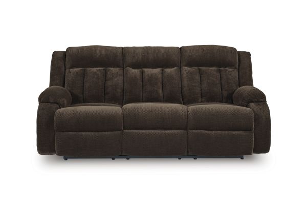 Observation Chocolate Power Reclining Sofa with Drop Down Table