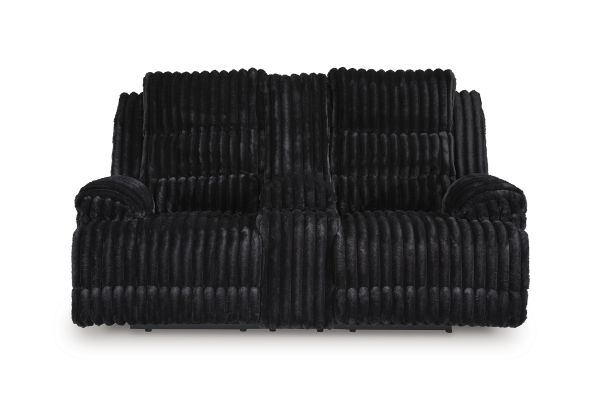 Rhines Falls Onyx Power Reclining Loveseat with Console